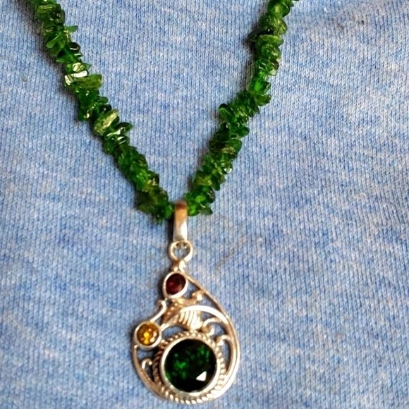 Bali Legacy Jewelry - Bali Legacy Chrome Diopside, Brazilian citrine, and Mozambique Garnet necklace